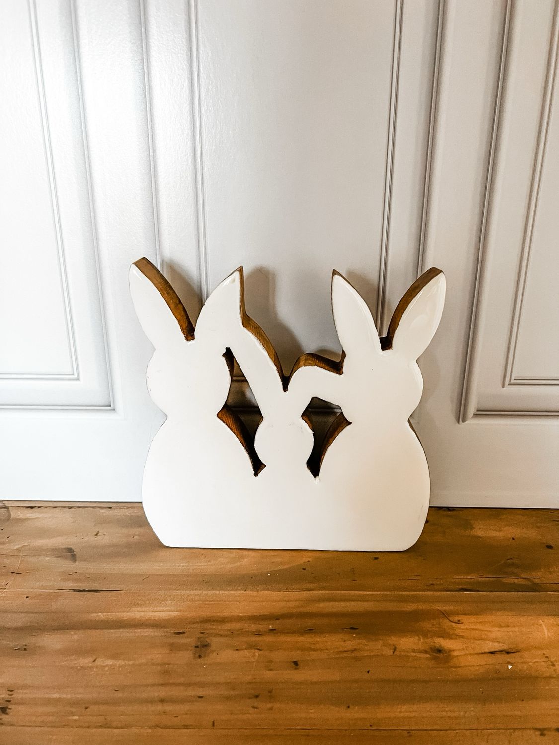 White Enamel Bunny Trio