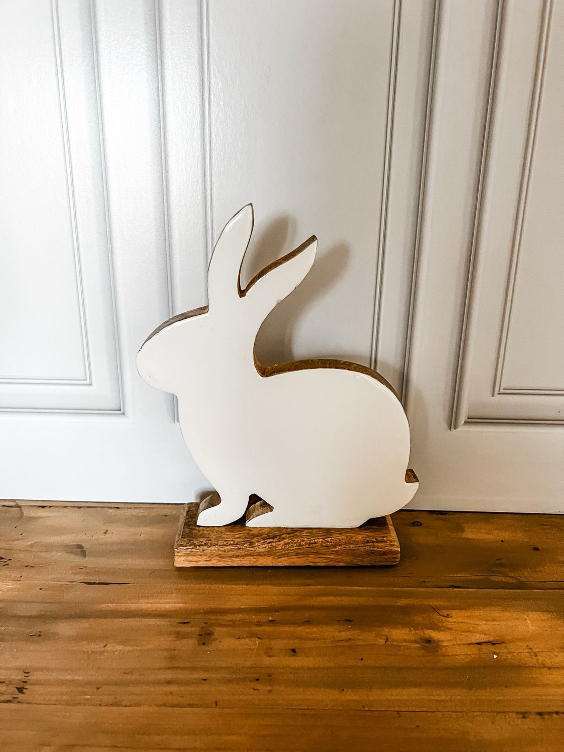 White Enamel Sitting Bunny