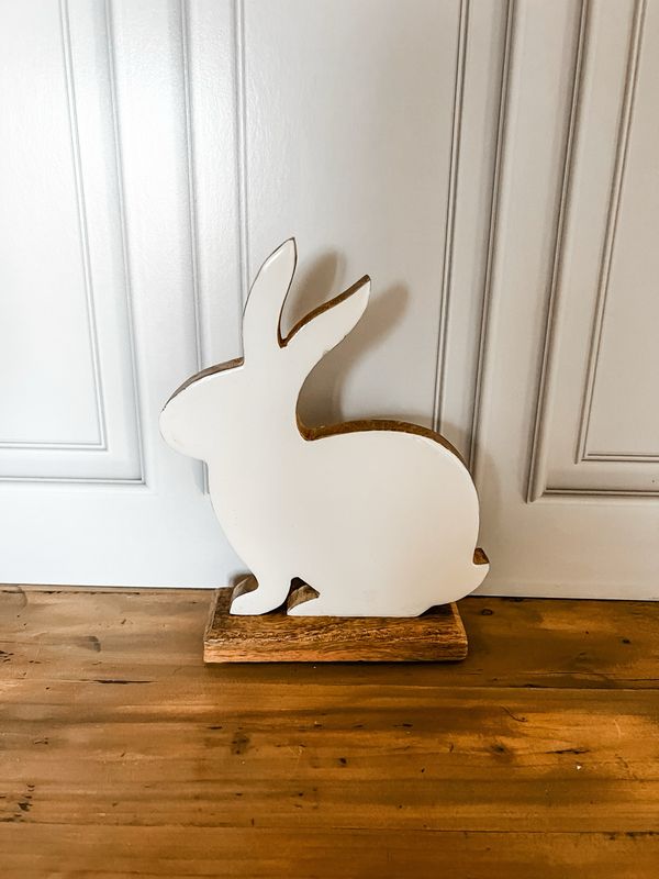 White Enamel Sitting Bunny