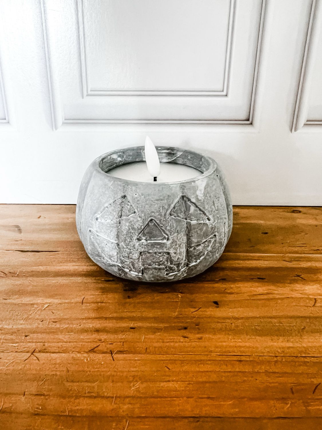 Grey Jack O Lantern Flameless Candle S