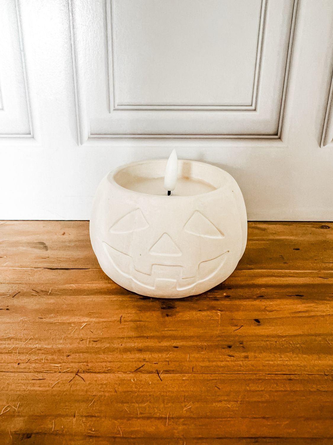 White Jack O Lantern Flameless Candle S
