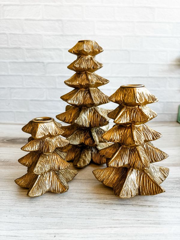 Gilded Fir Tree Taper Holder Gilded Fir Tree Taper Holder