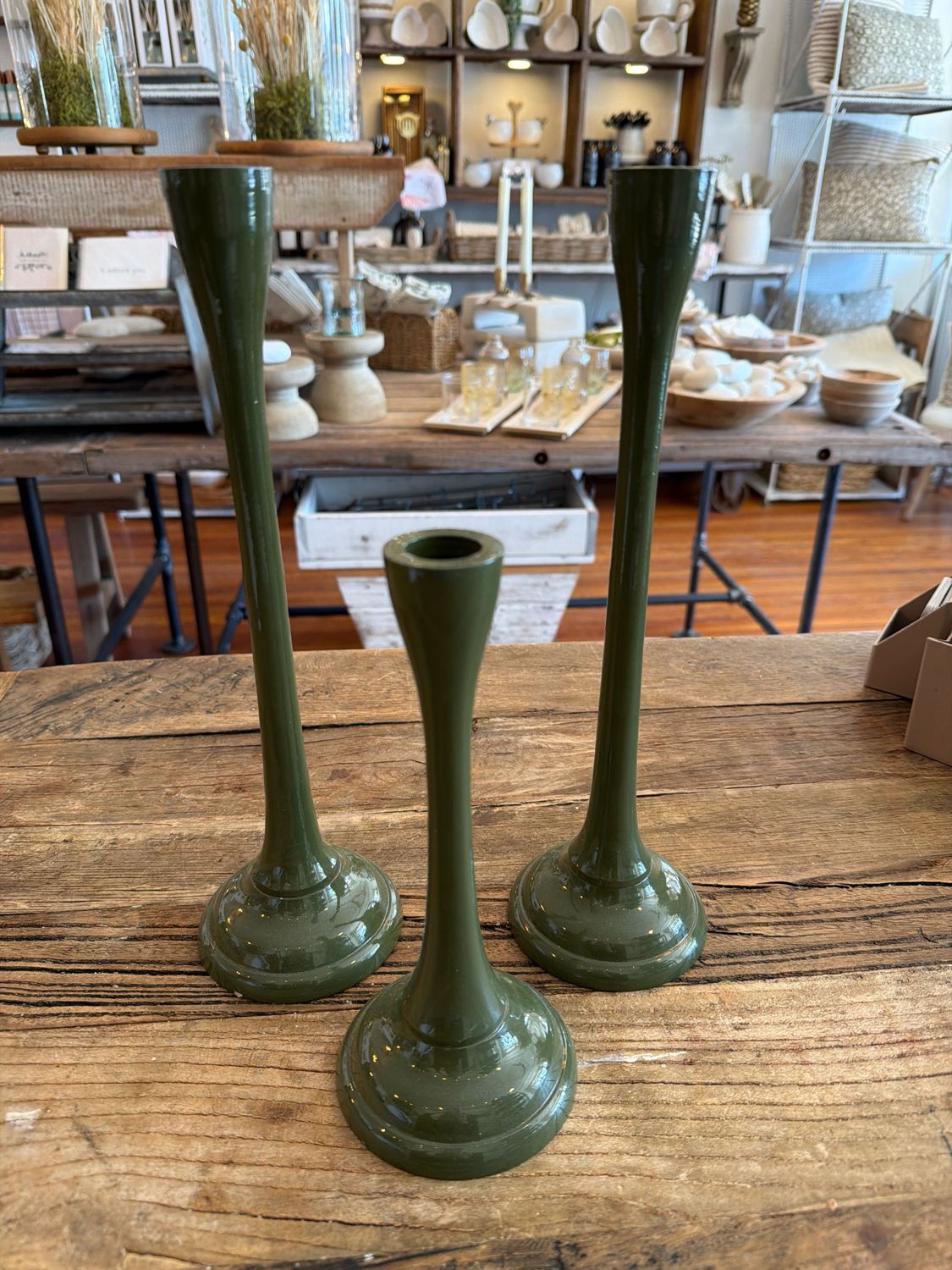 Green Metal Candlestick