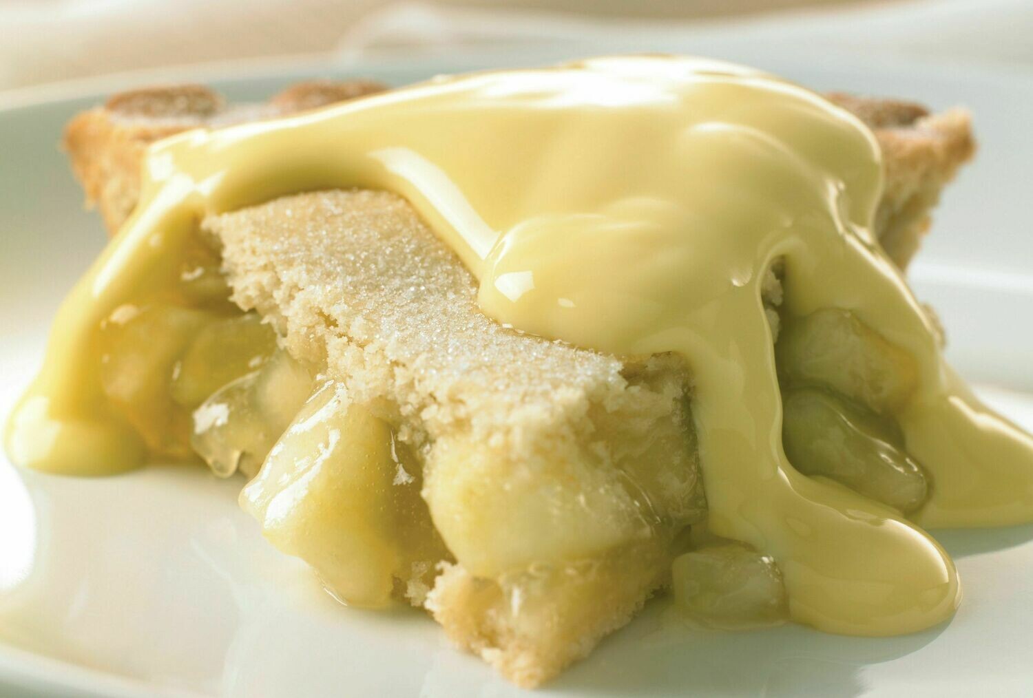 Apple Pie with custard and cream.