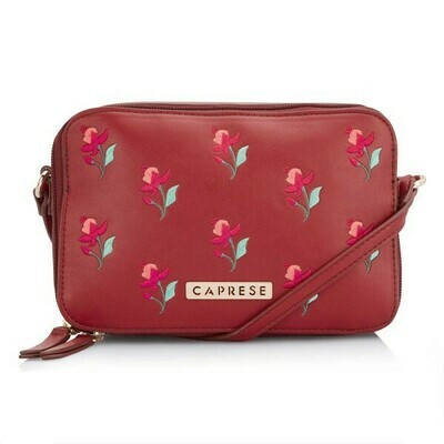 caprese pink solid sling bag