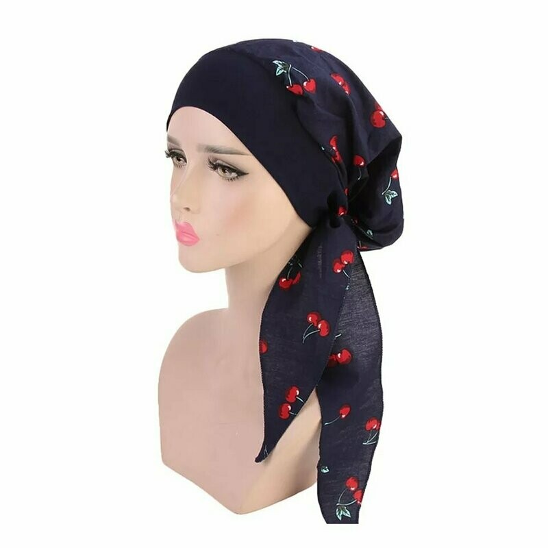 Turban imprimé façon foulard cerise