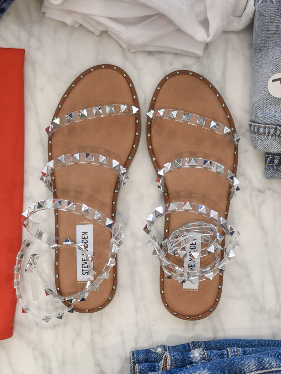 steve madden flat clear sandals