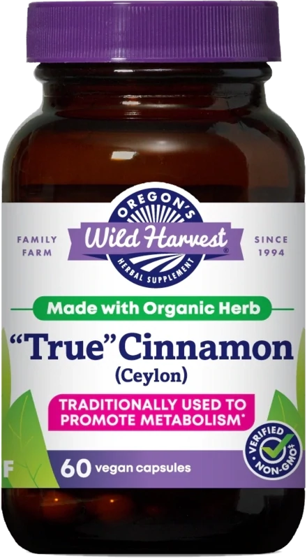 OREGON&#39;S WILD HARVEST &quot;True&quot; Cinnamon Ceylon 60 Caps.