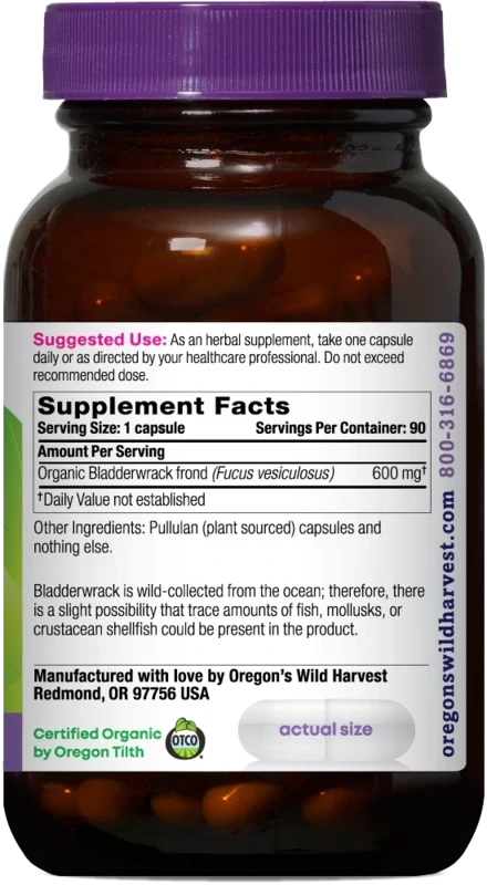 OREGON'S WILD HARVEST Bladderwrack 90 Caps.