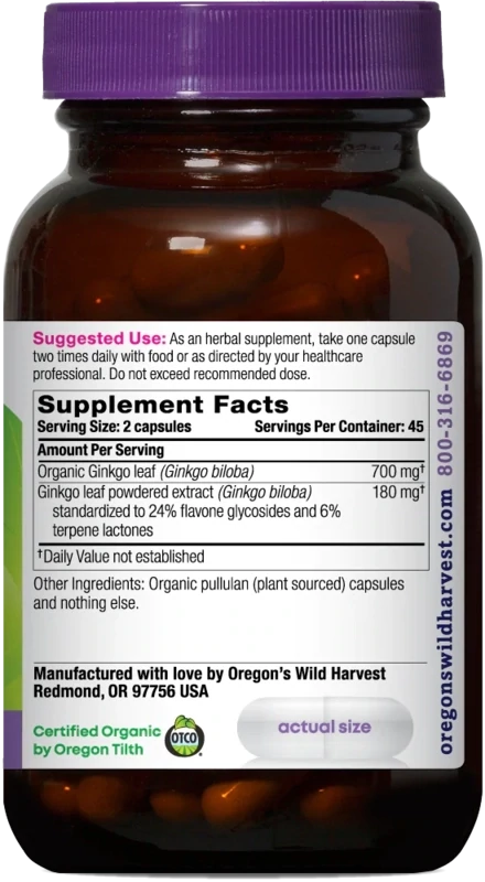 OREGON'S WILD HARVEST Ginkgo Extr. 90 Caps.