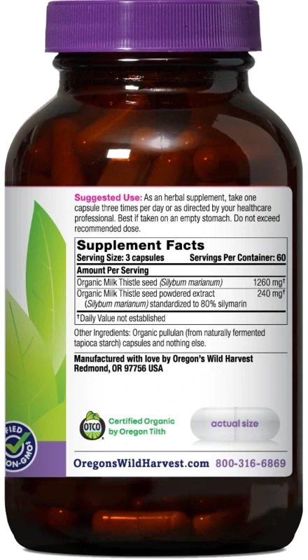 OREGON'S WILD HARVEST Milk Thistle 180 Caps.