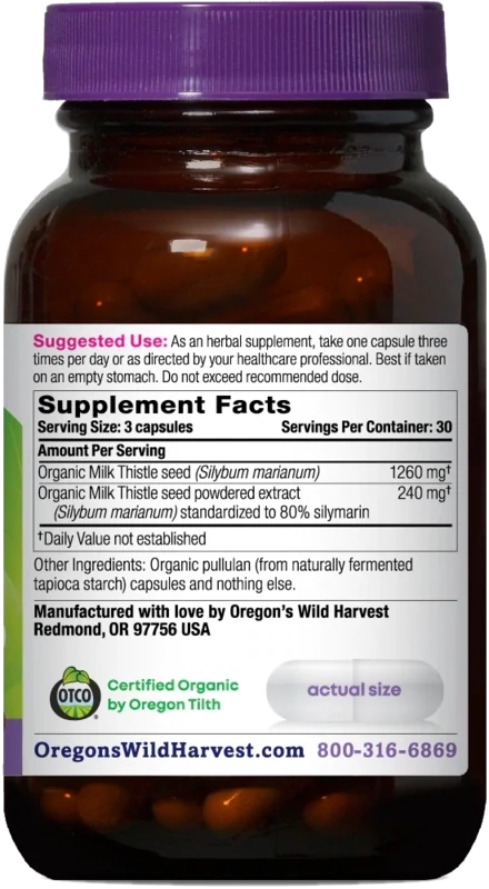 OREGON'S WILD HARVEST Milk Thistle 90 Caps.