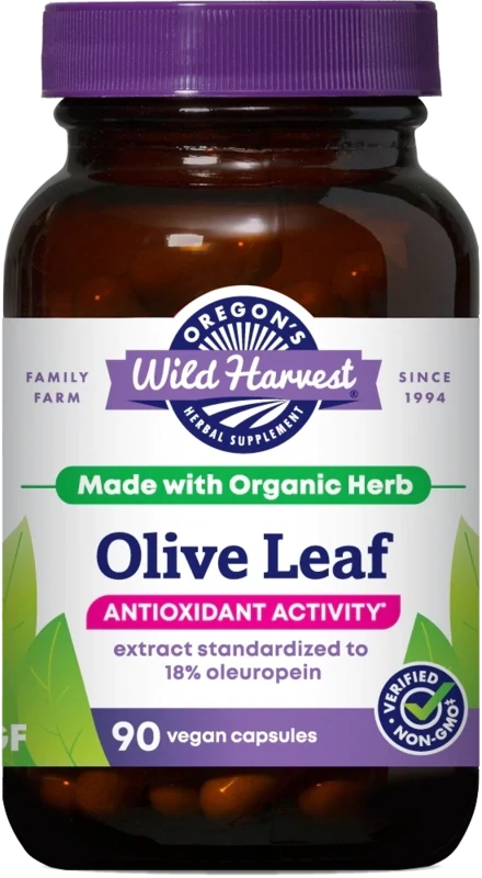 OREGON&#39;S WILD HARVEST Olive Leaf 90 Vegan Caps.