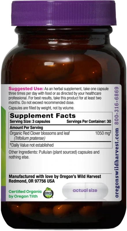 OREGON'S WILD HARVEST Red Clover 90 Caps.