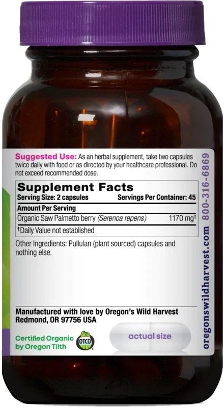 OREGON'S WILD HARVEST Saw Palmetto 90 Caps.