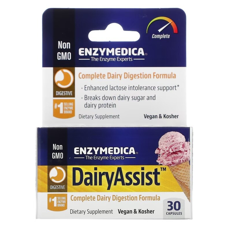 ENZYMEDICA Dairy Assist 30 Veg. Caps.
