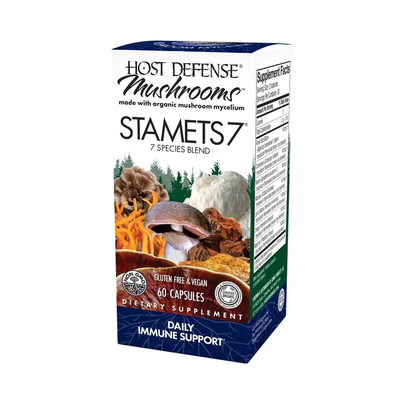 Host Defense Stamets 7 Daily Immune Support 60 Veg. Caps.