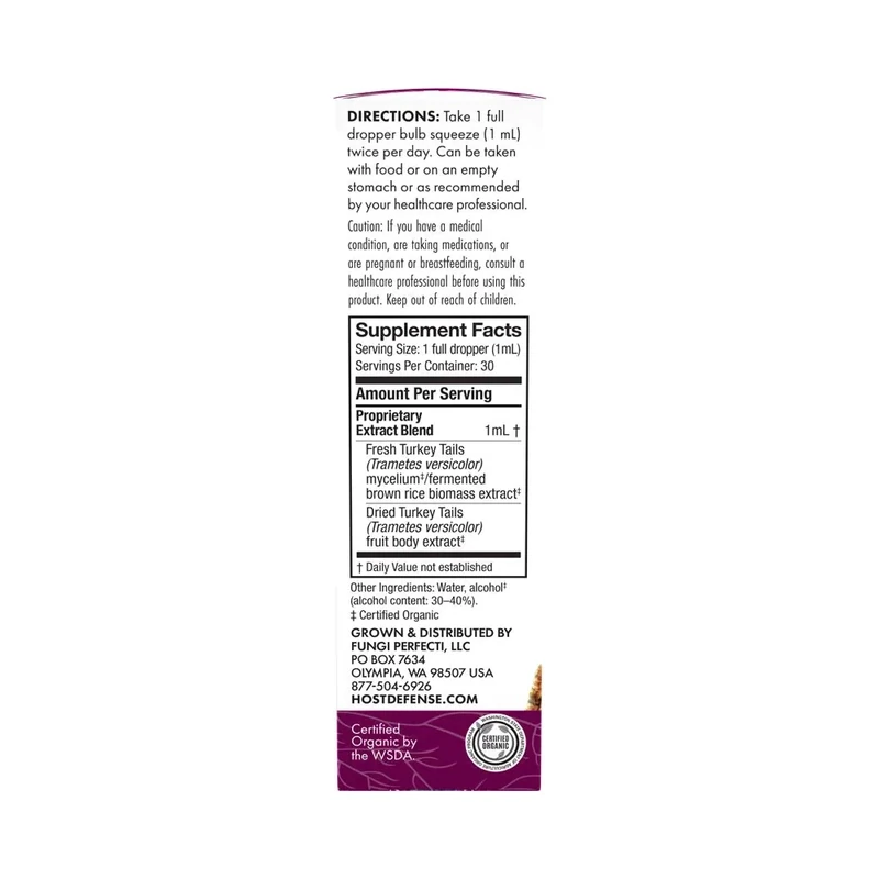 Host Defense Turkey Tail Extract Immune Support 1 fl oz