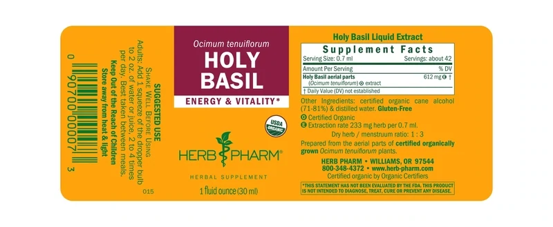 HERB PHARM  Holy Basil 1 Fl. Oz.