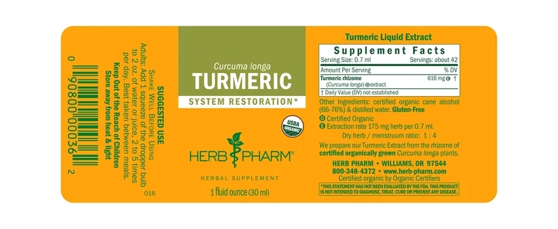 HERB PHARM  Turmeric 1 Fl. Oz.
