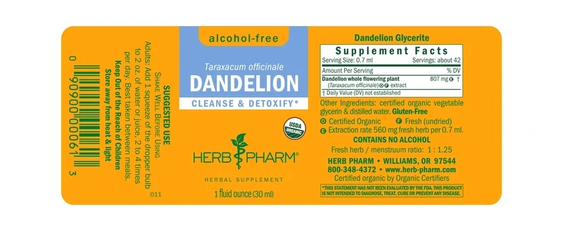 HERB PHARM Dandelion Alcohol Free 1Fl. Oz.