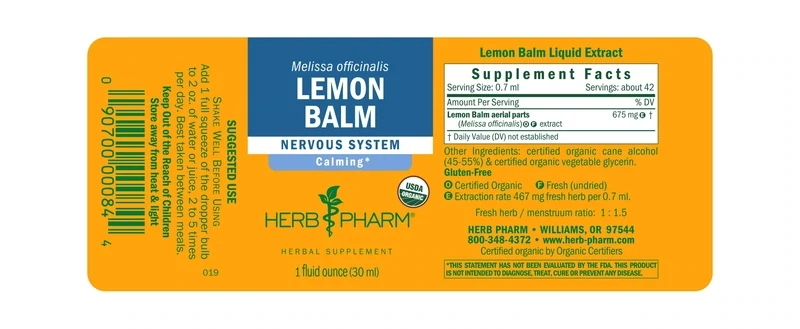 HERB PHARM Lemon Balm 1 Fl. Oz.