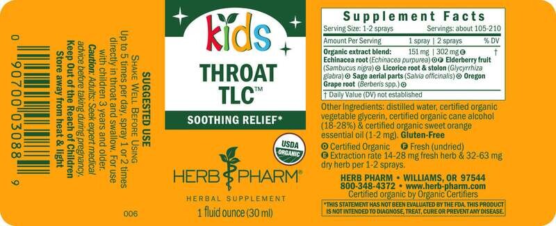 HERB PHARM Kids Throat Tlc 1oz