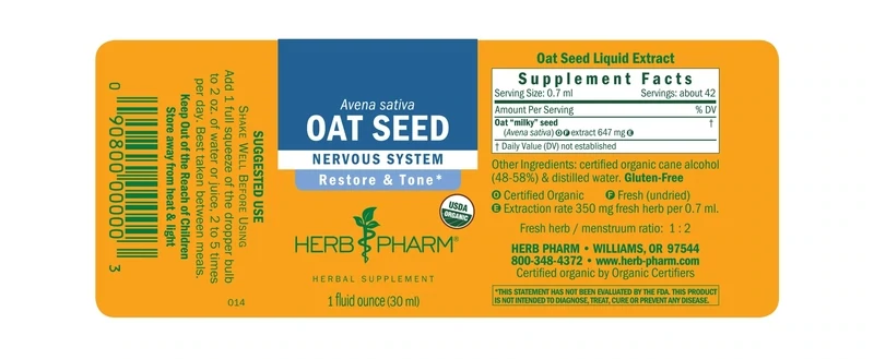 HERB PHARM Oat Seed 1 Fl. Oz.