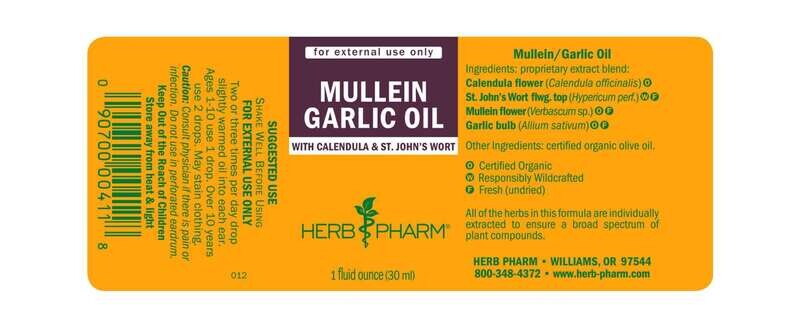 HERB PHARM Mullein Garlic Oil 1 Fl. Oz.