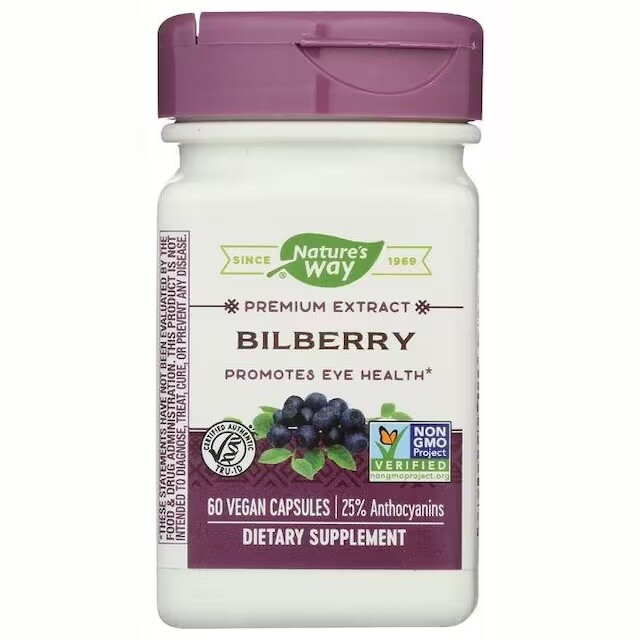 NATURE&#39;S WAY   Bilberry Extract  60 Vegan Caps.