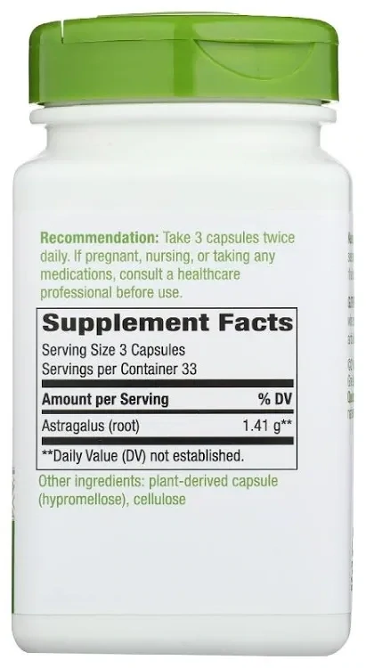 NATURE'S WAY  Astragalus Root 100 Vegan Caps.