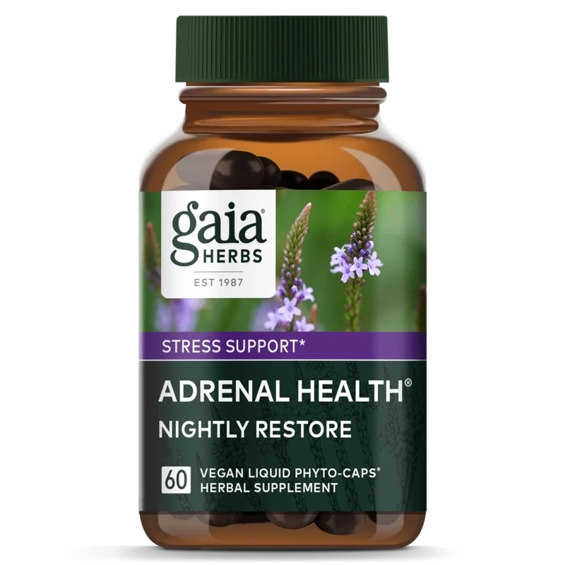 GAIA Adrenal Health Nightly Restore 60 Vegan Liquid Phyto Caps.
