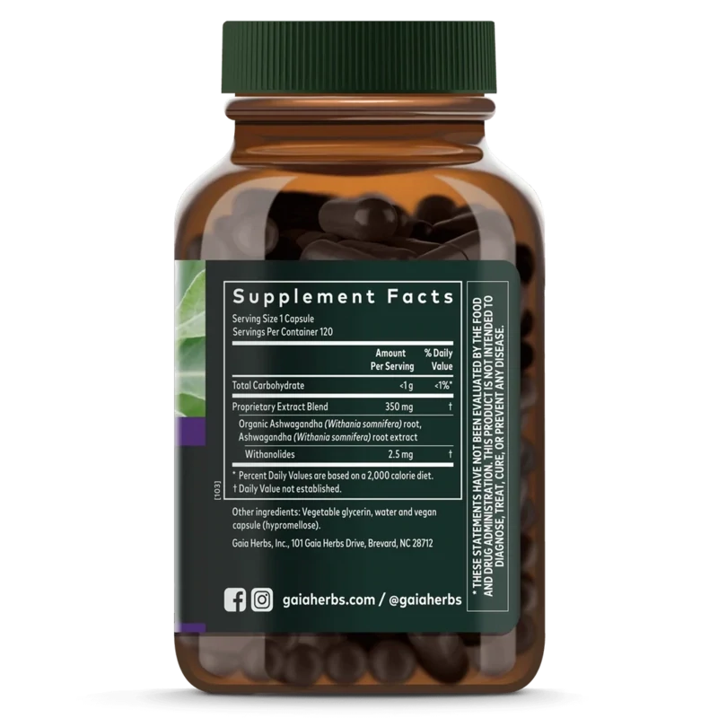 GAIA Ashwagandha Root 120 Vegan Liquid Phyto-Caps