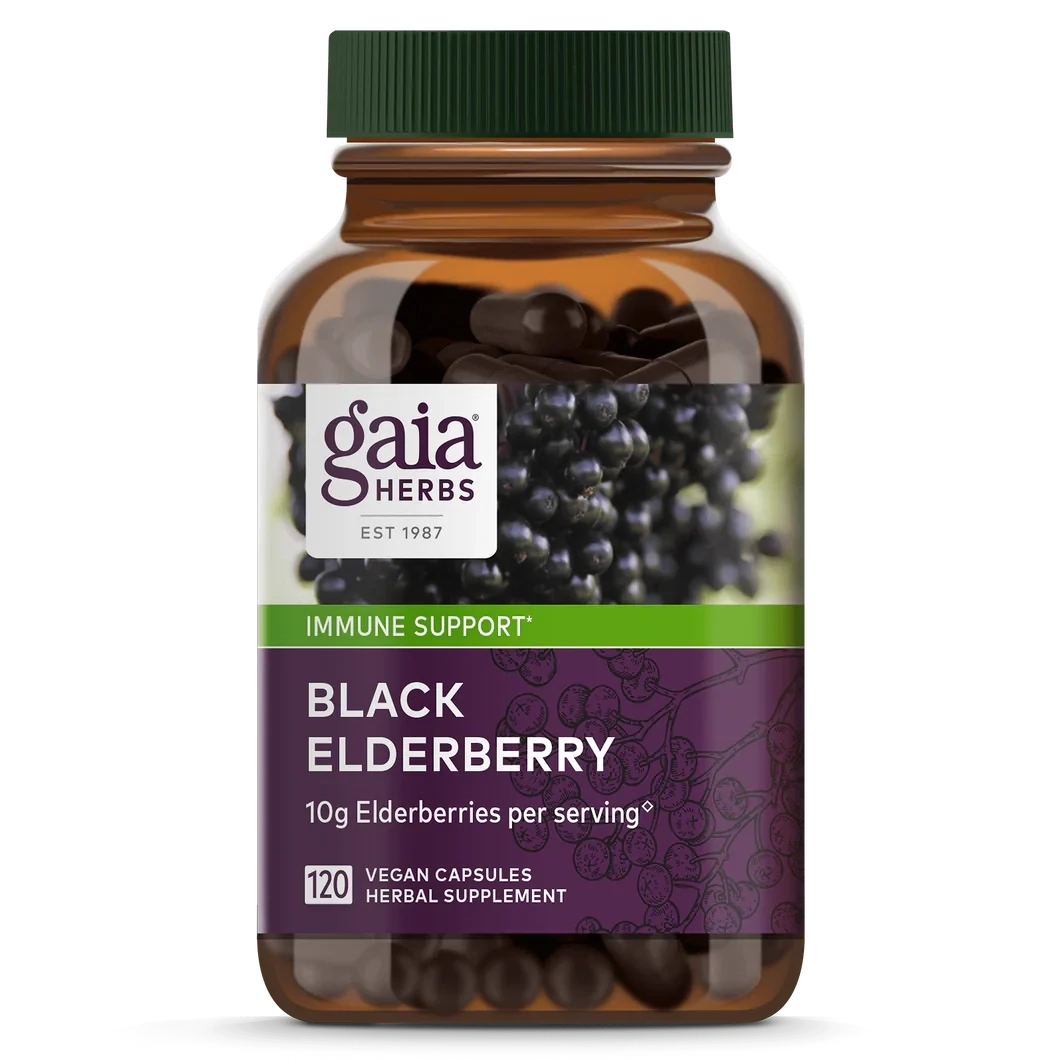 GAIA Black Elderberry 120 Vegan Caps.
