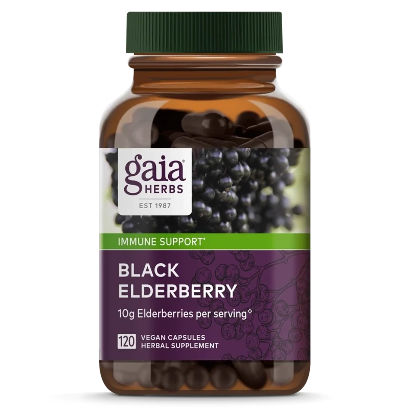 GAIA Black Elderberry 120 Vegan Caps.