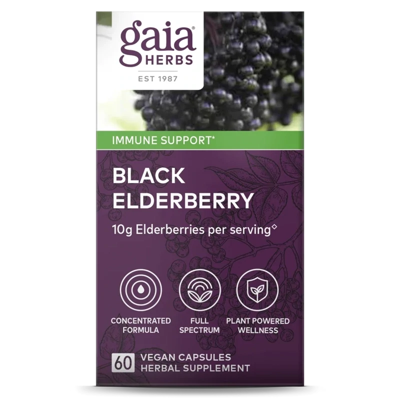 GAIA Black Elderberry 60 Vegan Caps.