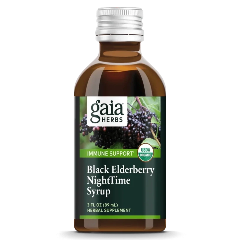 GAIA Black Elderberry Nighttime Syrup 3 Fl. Oz.
