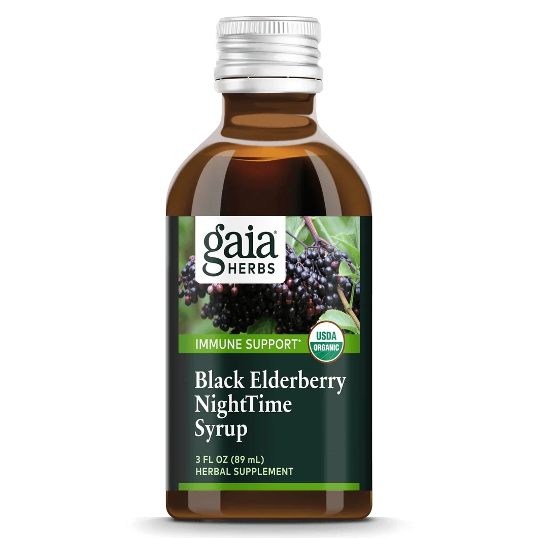 Gaia Black Elderberry NightTime Syrup 3 fl oz