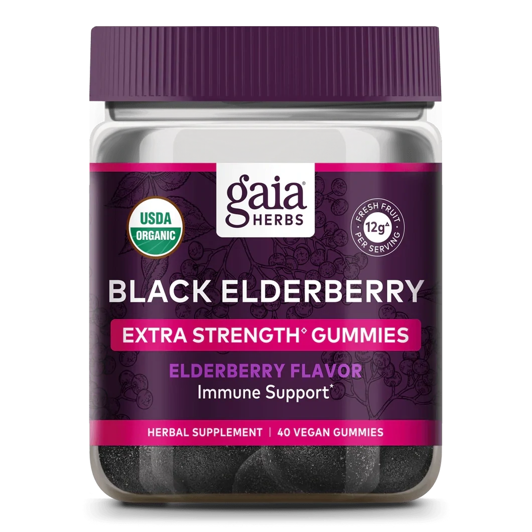 Gaia Extra Strength Black Elderberry Gummies 40 count