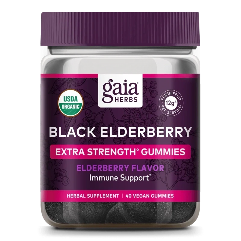Gaia Extra Strength Black Elderberry Gummies 40 count