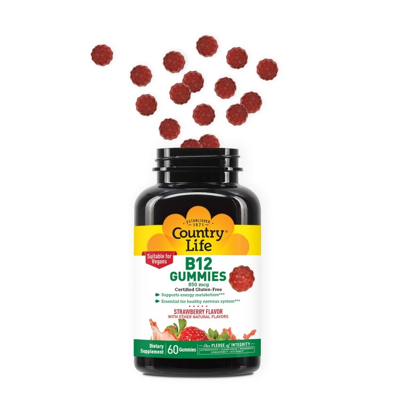 COUNTRY LIFE B12 Gummies 850 mcg. 60 Count