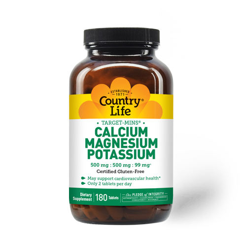 COUNTRY LIFE Calcium/Magnesium/Potassium (500/500/99mg) 180 Tabs.