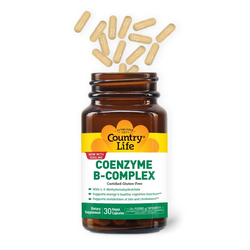 COUNTRY LIFE Coenzyme B-Complex 30 Vegan Caps.