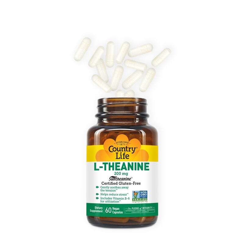 COUNTRY LIFE L-Theanine 200 mg. 60 Vegan Caps.
