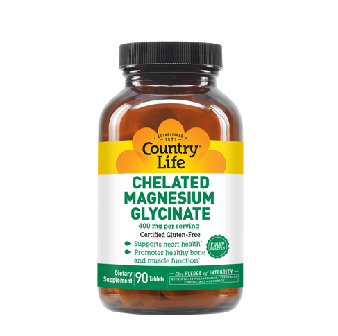 COUNTRY LIFE Chelated Magnesium Glycinate 400 mg. 90 Tabs.