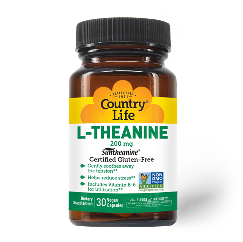 COUNTRY LIFE L-Theanine 200 mg. 30 Vegan Caps.