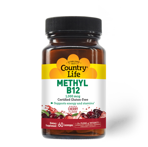 COUNTRY LIFE Methyl B12  1000 mcg. 60 Cherry Flavor Lozenges