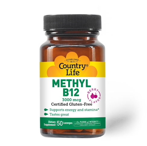 COUNTRY LIFE Methyl B12  3000 mcg. 50 Cherry Lozenges