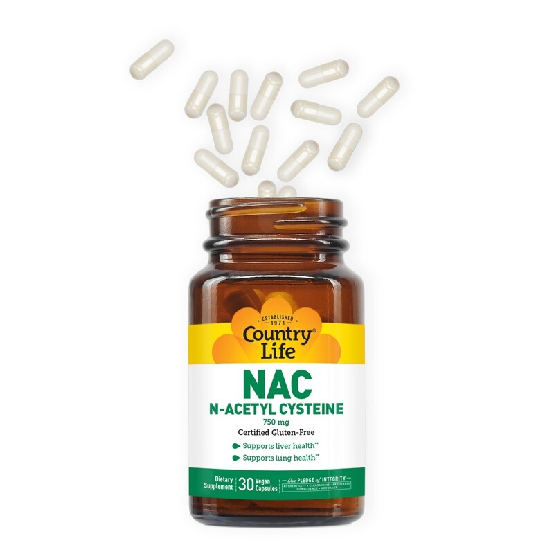 COUNTRY LIFE--NAC 750 mg. 30 Vegan Caps.