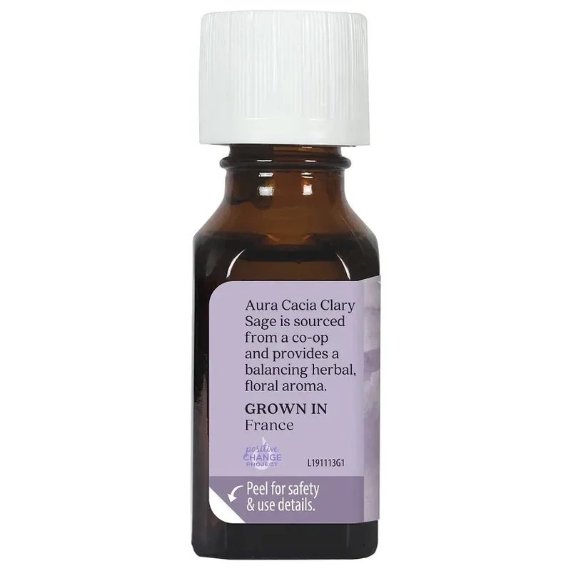 AURA CACIA Clary Sage Essential Oil .5 Fl. Oz.